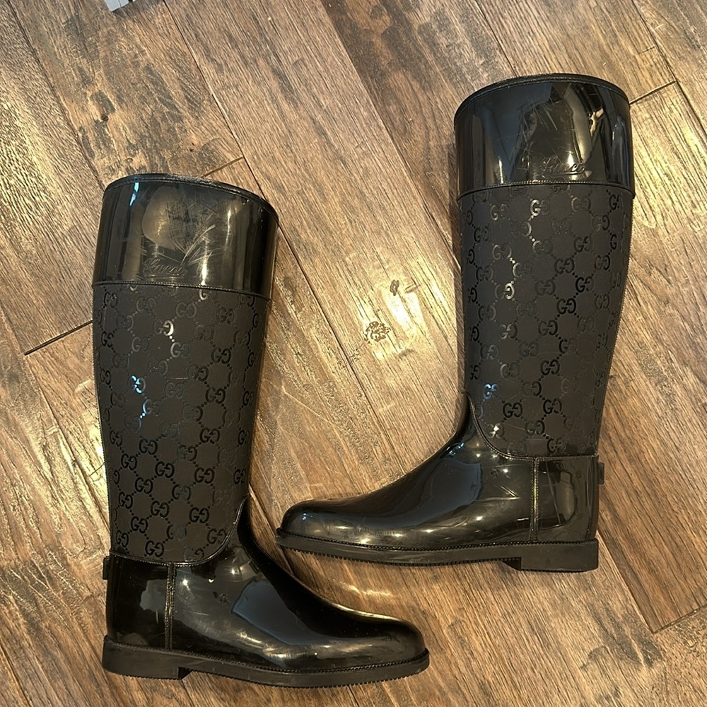 Gucci Wellington tall black rain boots - Picture 3 of 15
